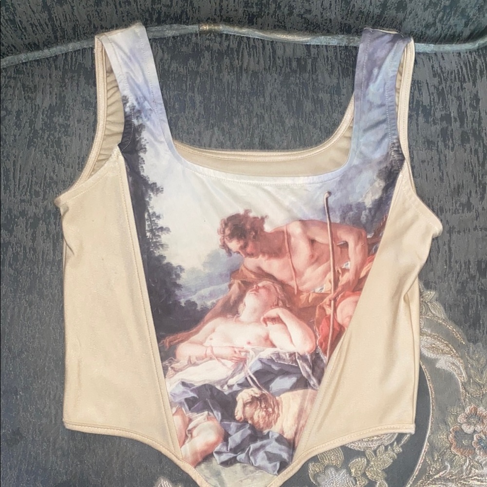 Daphnis and Chloe Painting Retro Baroque Rococo Corset Crop Top
